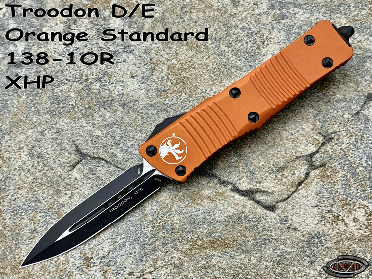 Microtech 微技术 138-1OR Troodon 伤齿龙 D/E Orange Standard XHP刃材 橘色柄全刃双锋直跳（暂无现货）